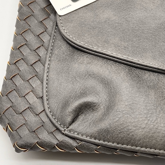 Kouli Buir Gray Large Crossbody Shoulder Handbag Faux Leather Multi Pocket NWT - Picture 2 of 7